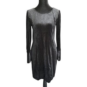 OAT New York Black Velvet Ribbed Mini Dress Long Sleeve Size‎ S NWT